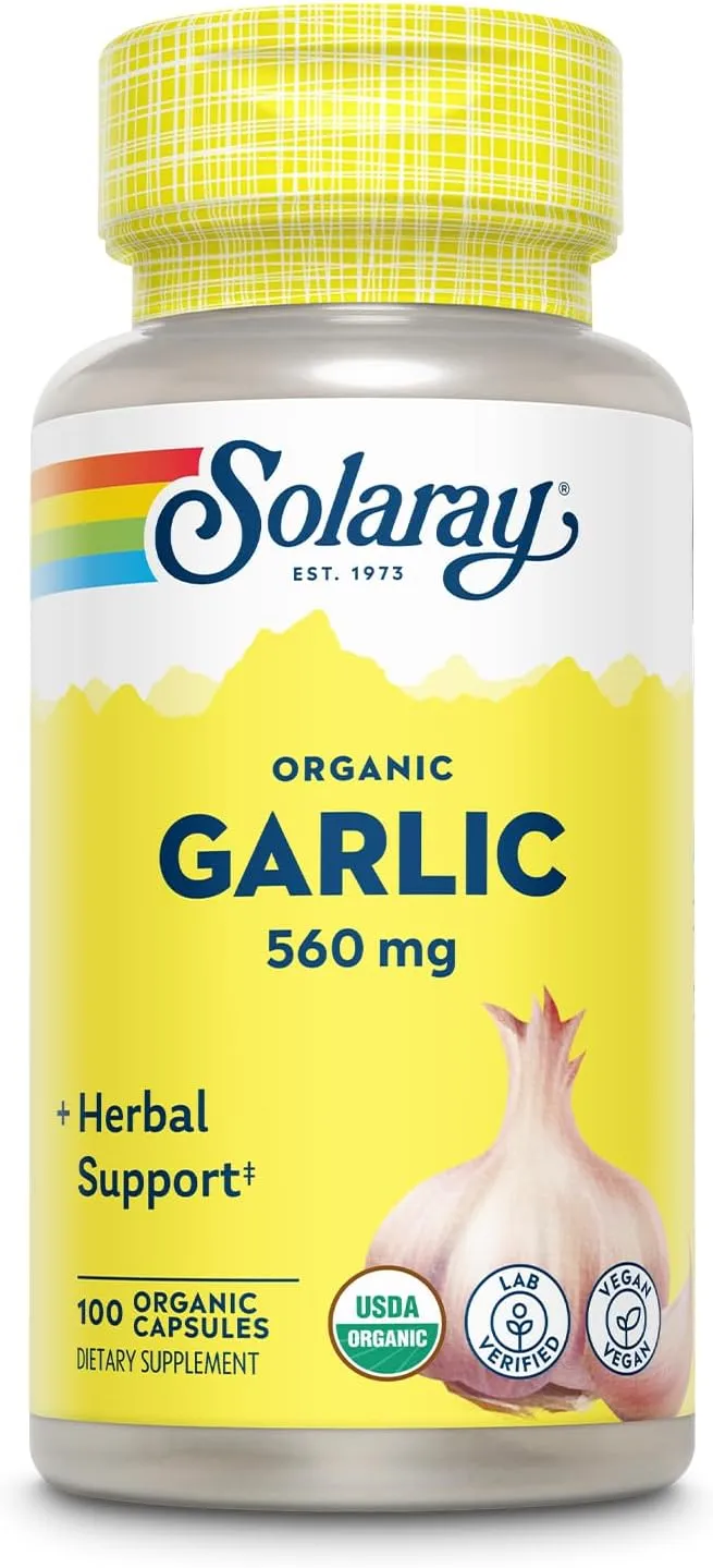 Solaray Garlic Bulb 600mg | Healthy Immune, Circulatory & Cardiovascular Systems Support | Vegan & Non-GMO | 100 VegCaps