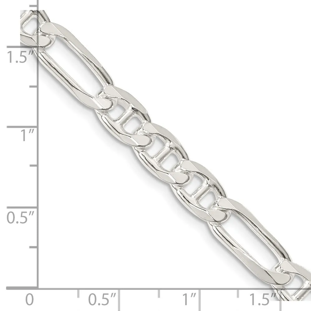 Sterling Silver 6.5mm Figaro Anchor Chain