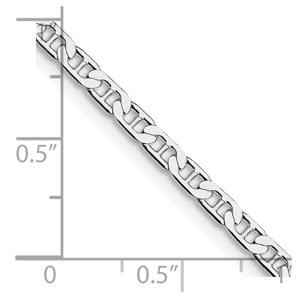 Sterling Silver Rhodium-plated 3mm Flat Anchor Chain