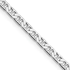 Sterling Silver Rhodium-plated 3mm Flat Anchor Chain