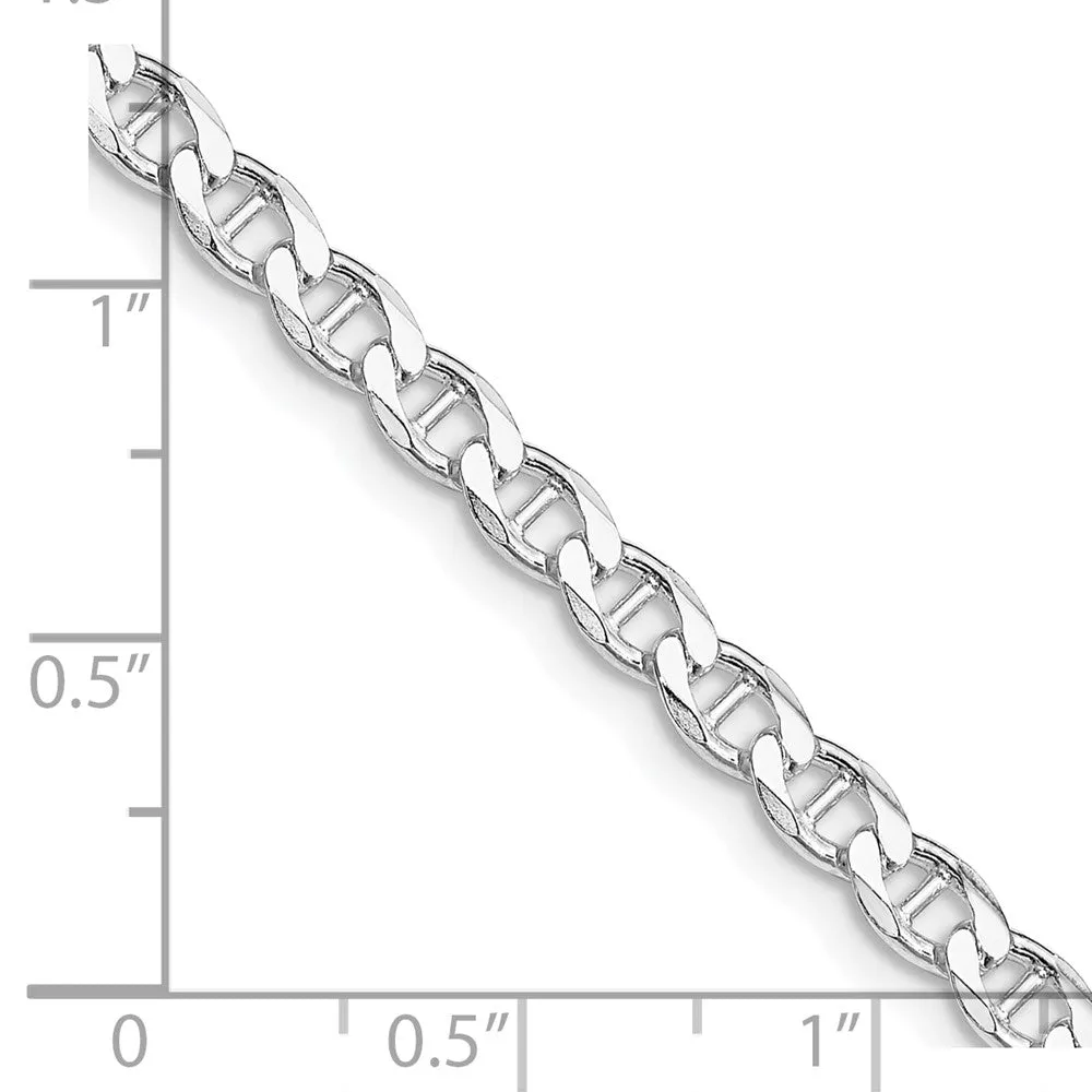 Sterling Silver Rhodium-plated 4.15mm Flat Cuban Anchor Chain