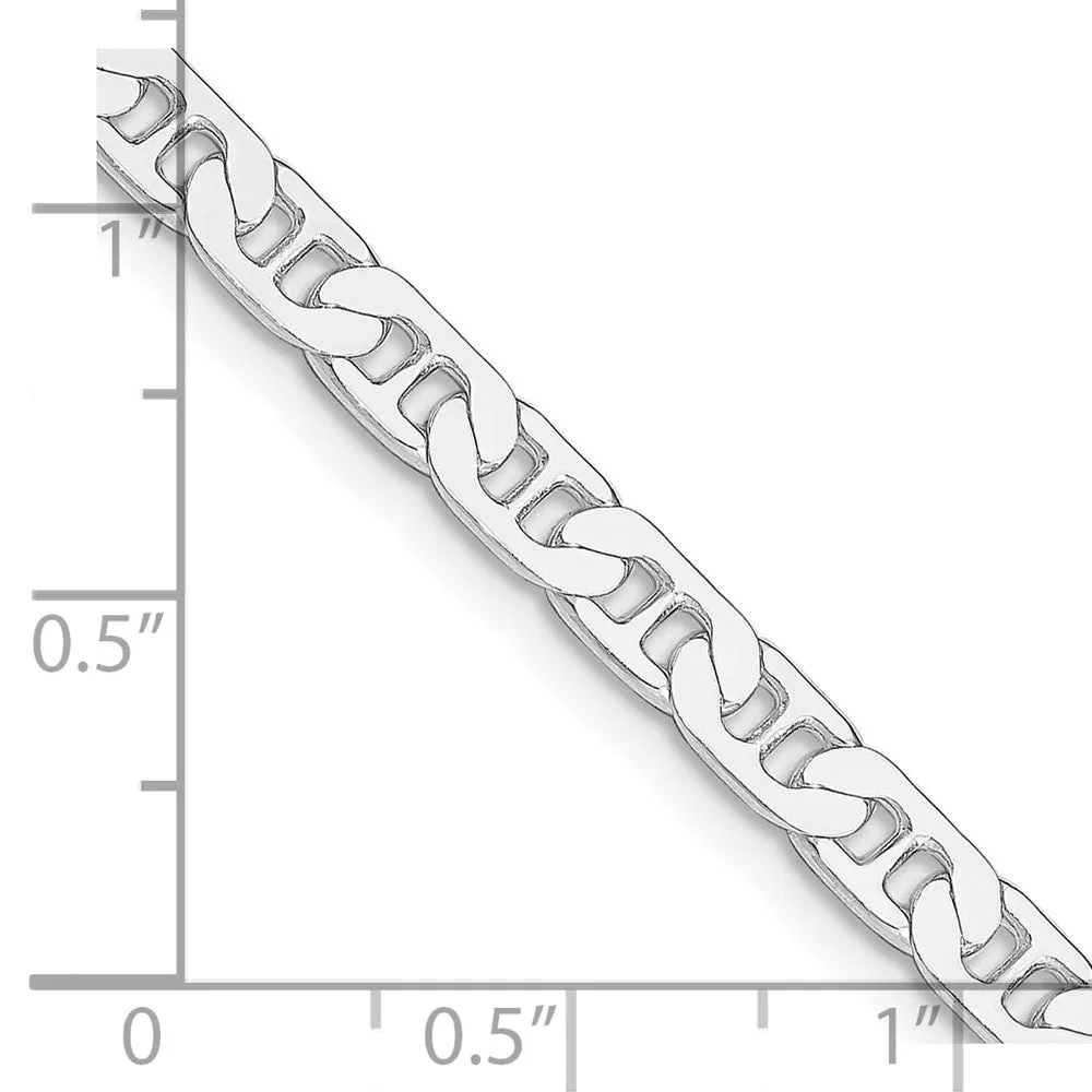Sterling Silver Rhodium-plated 4.5mm Flat Anchor Chain