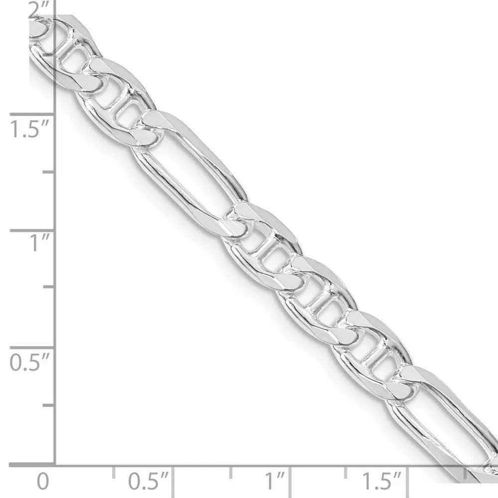 Sterling Silver Rhodium-plated 6.5mm Figaro Anchor Chain