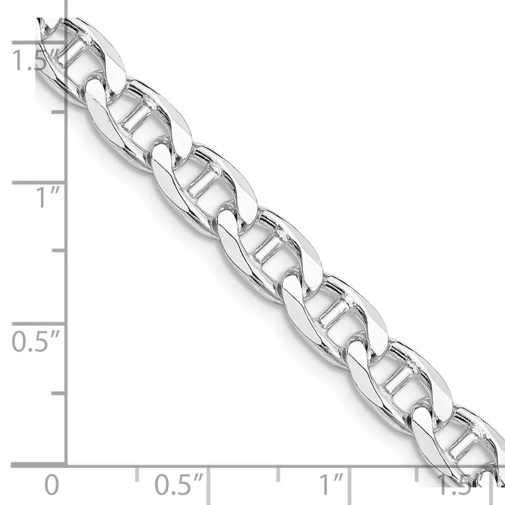 Sterling Silver Rhodium-plated 6.5mm Flat Cuban Anchor Chain