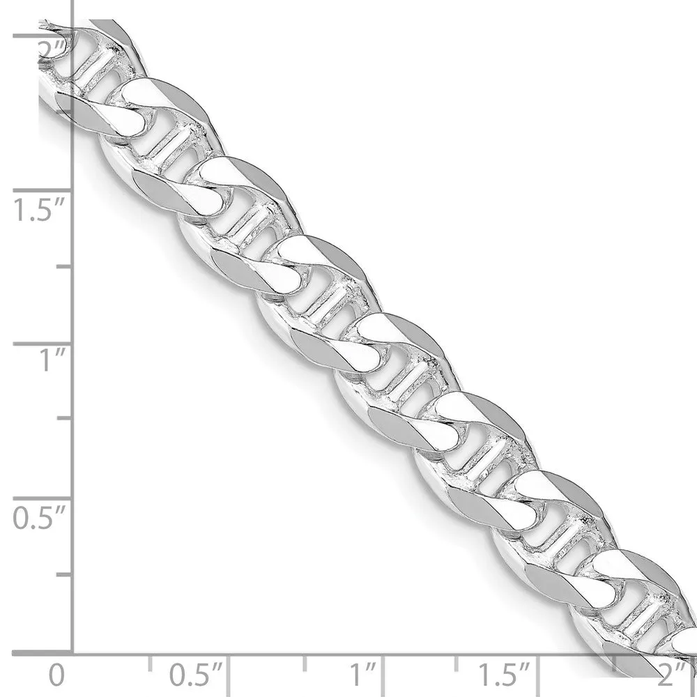 Sterling Silver Rhodium-plated 8.25mm Flat Cuban Anchor Chain