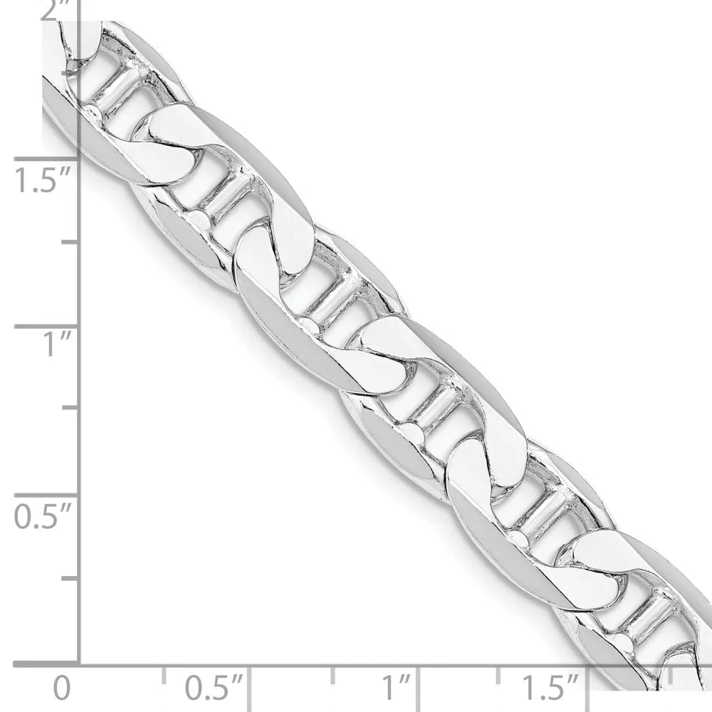 Sterling Silver Rhodium-plated 9.5mm Flat Anchor Chain