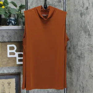 Susan Graver Modern Essentials Knit Mock Neck Top Ginger Spice Plus 1X