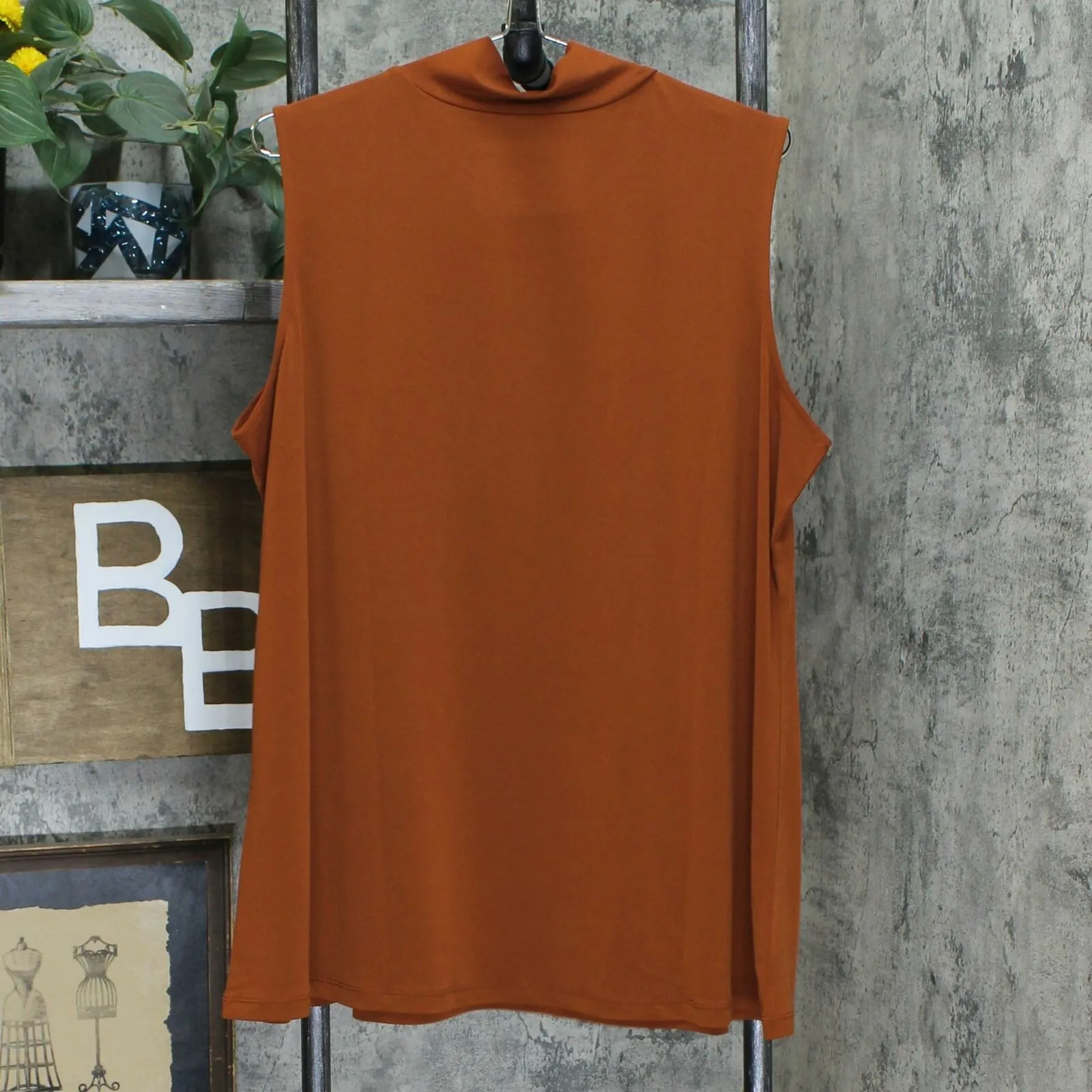 Susan Graver Modern Essentials Knit Mock Neck Top Ginger Spice Plus 1X