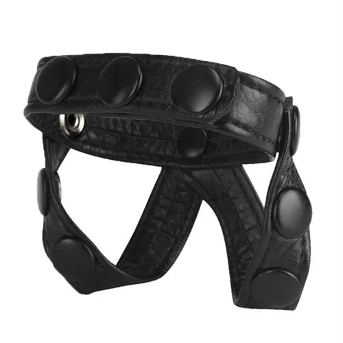 The Macho Collection v-Style Cock Ring and Ball Divider - Black