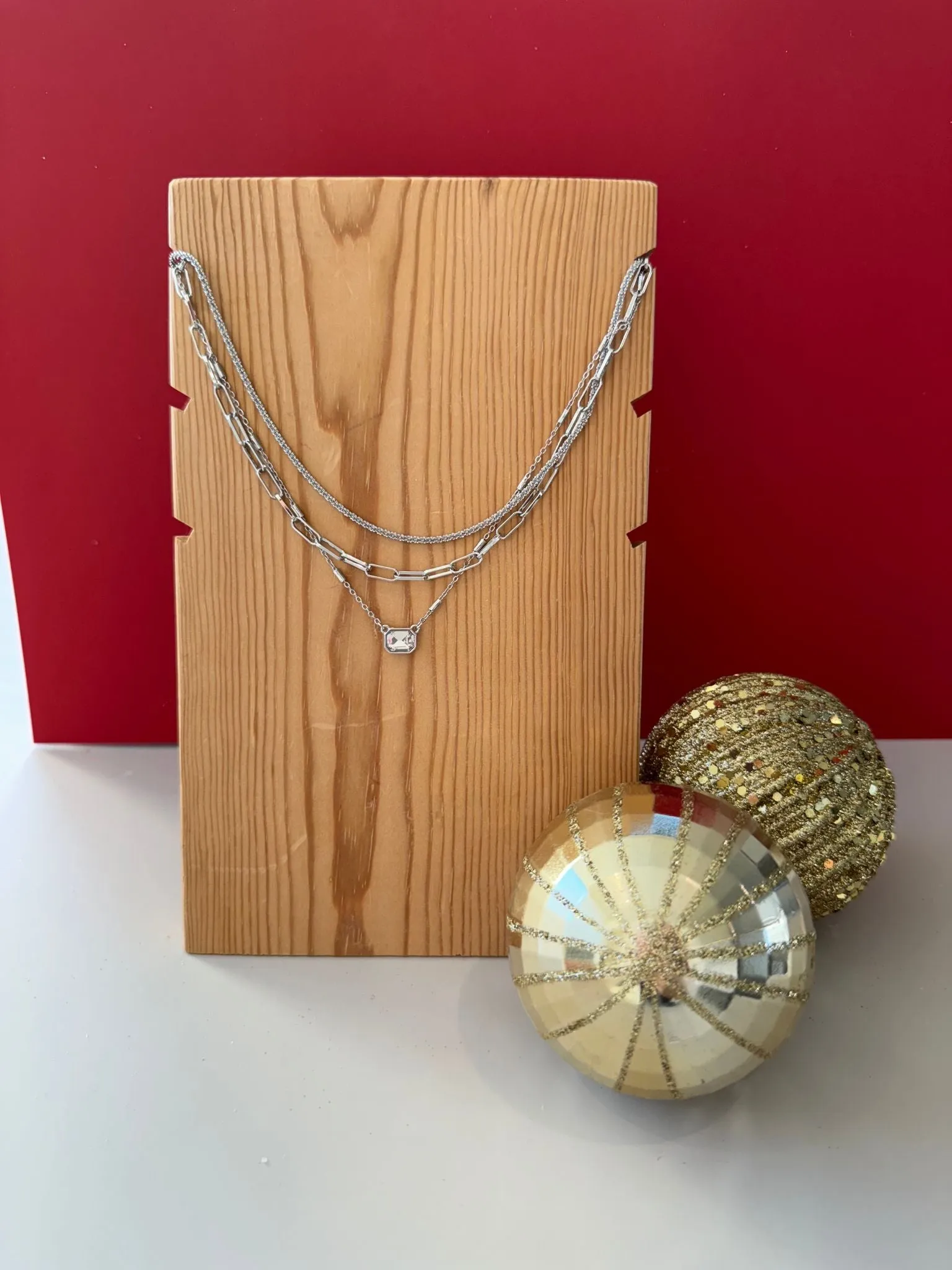 Three Layer CZ Stone Necklace
