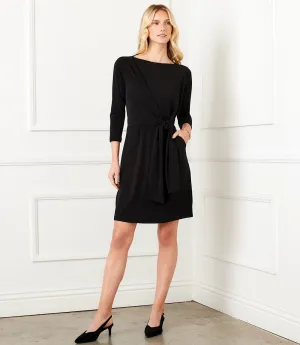 Three Quarter Sleeve Tie Waist Travel Dress