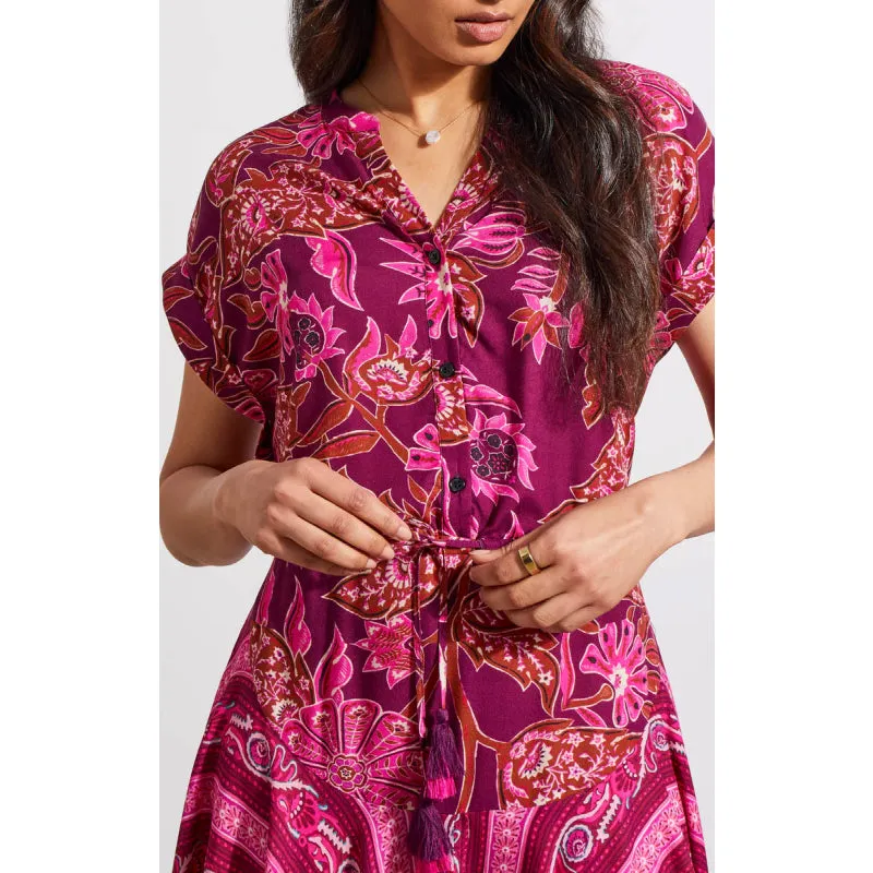 Tribal Combo Print Dress w/ Waist Drawcord