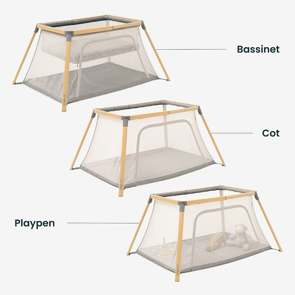 Tutti Bambini CoZee Go Day & Night Bundle - Oak/Charcoal
