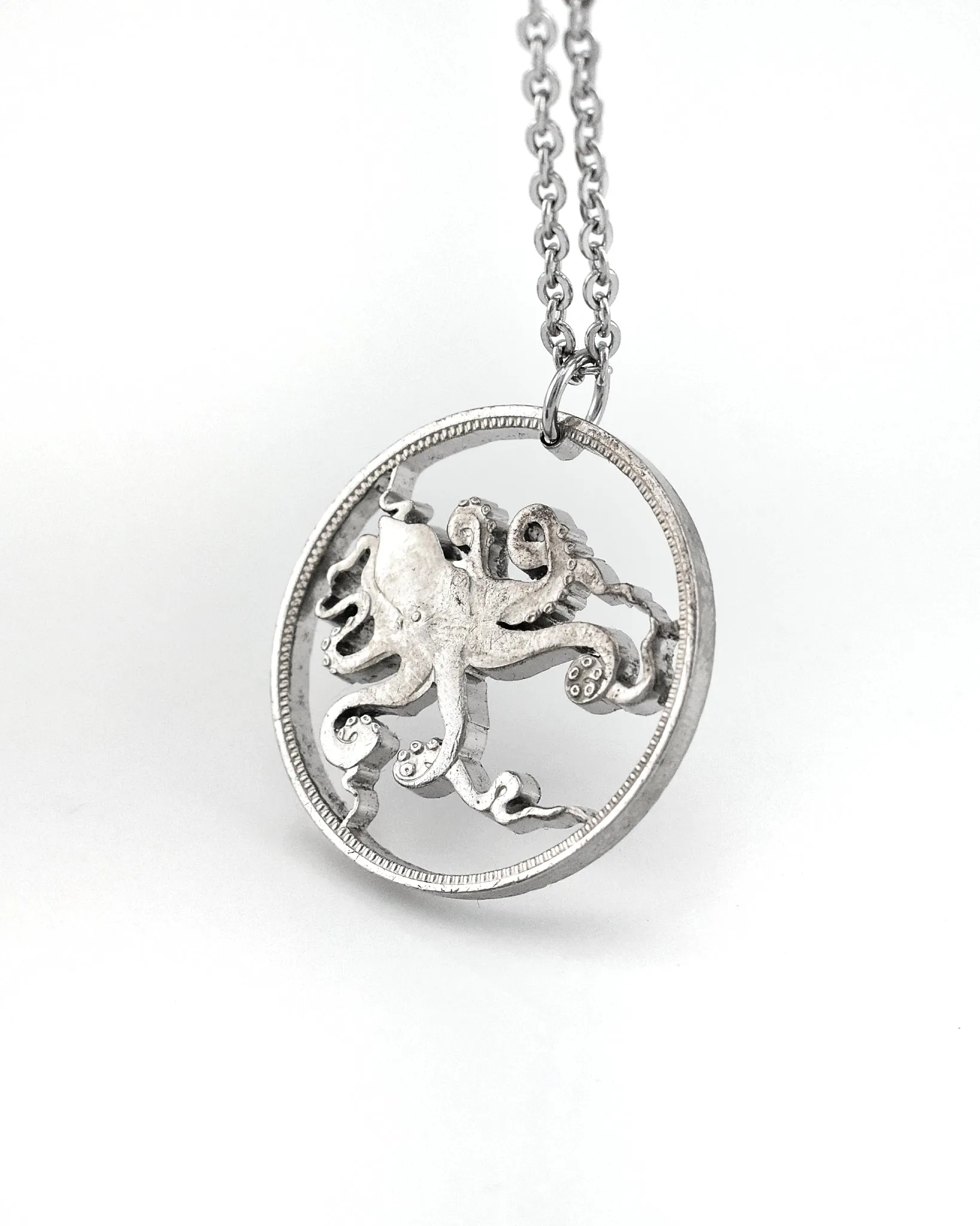 Tuvalu - Octopus Cut Coin Pendant