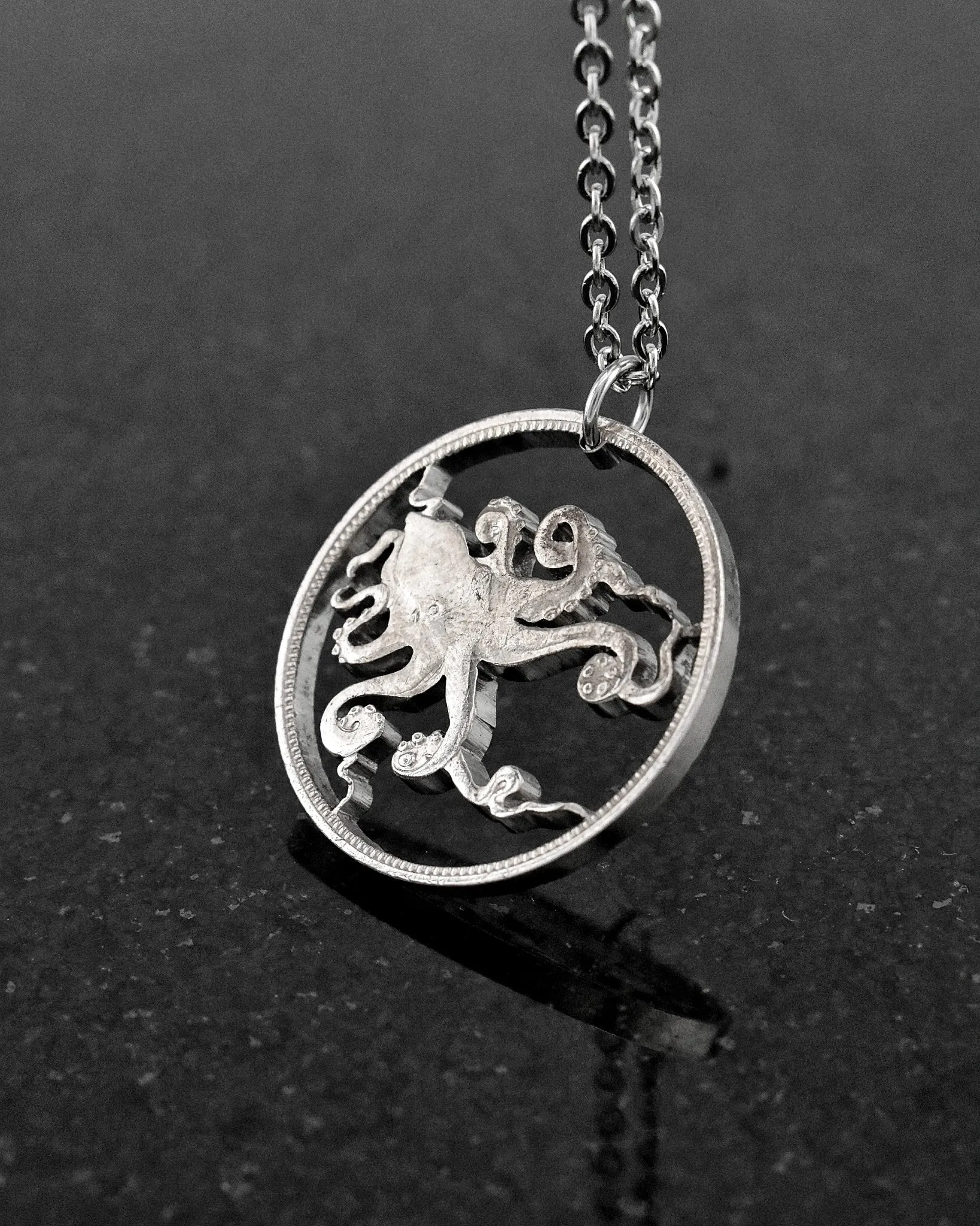 Tuvalu - Octopus Cut Coin Pendant