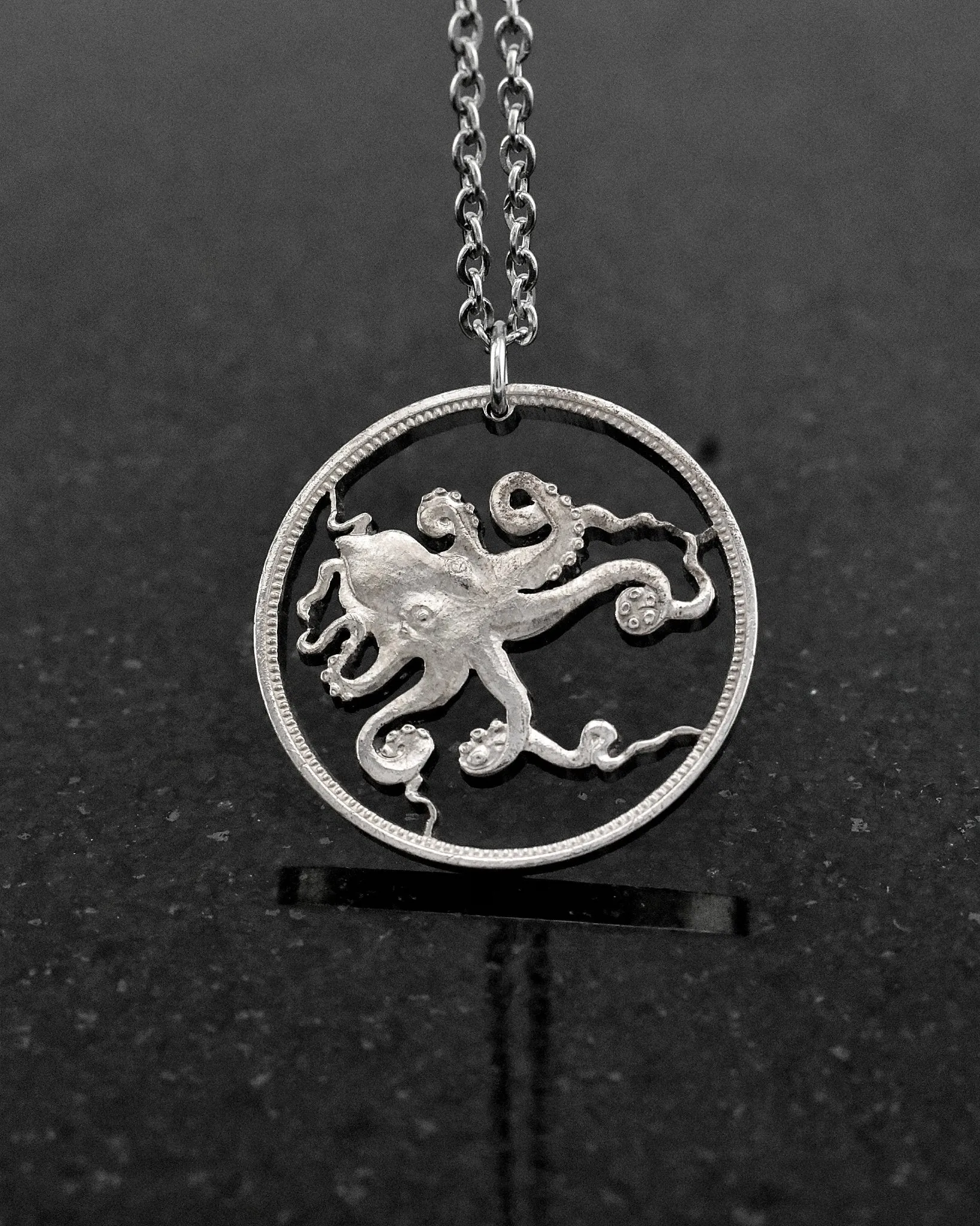 Tuvalu - Octopus Cut Coin Pendant