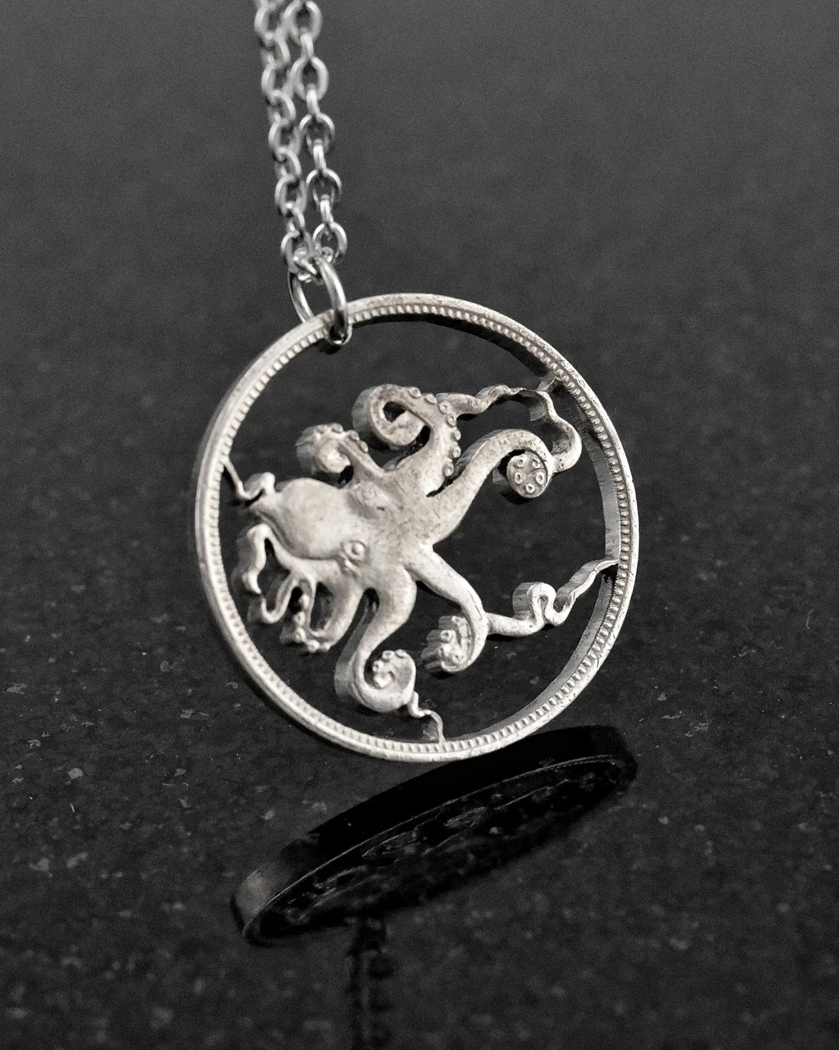 Tuvalu - Octopus Cut Coin Pendant