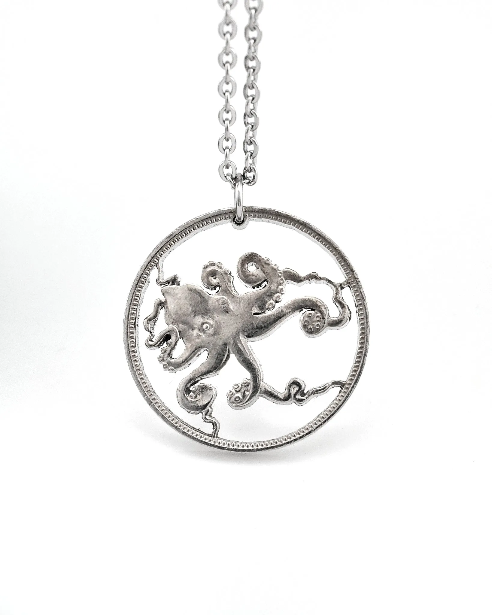 Tuvalu - Octopus Cut Coin Pendant
