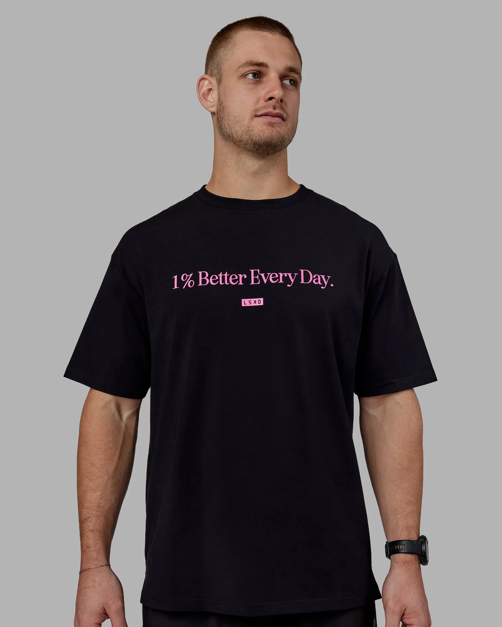 Unisex 1% Better FLXCotton Tee Oversize - Black-Fuschia Pink