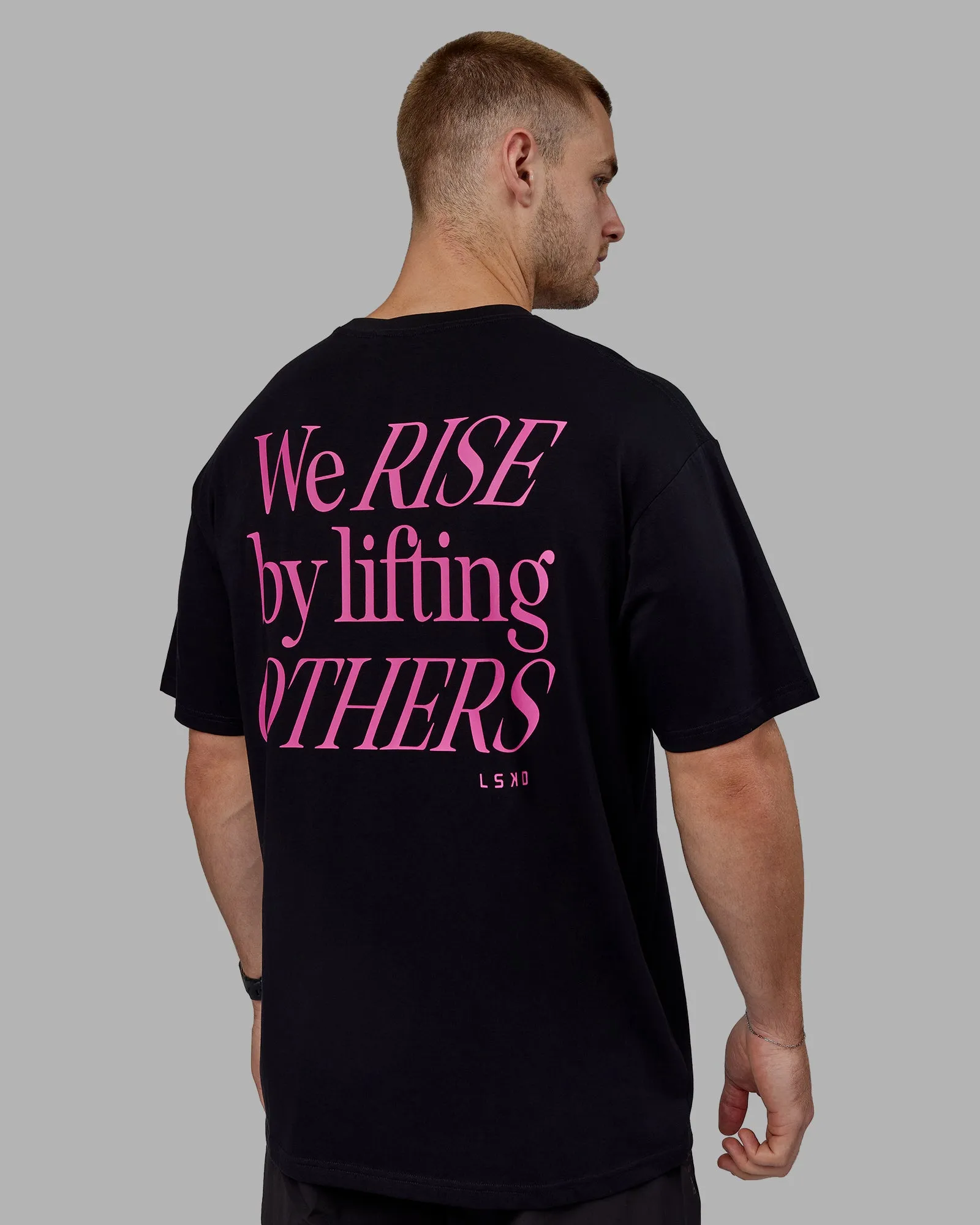 Unisex Lift-Up FLXCotton Tee Oversize - Black-Fuschia Pink
