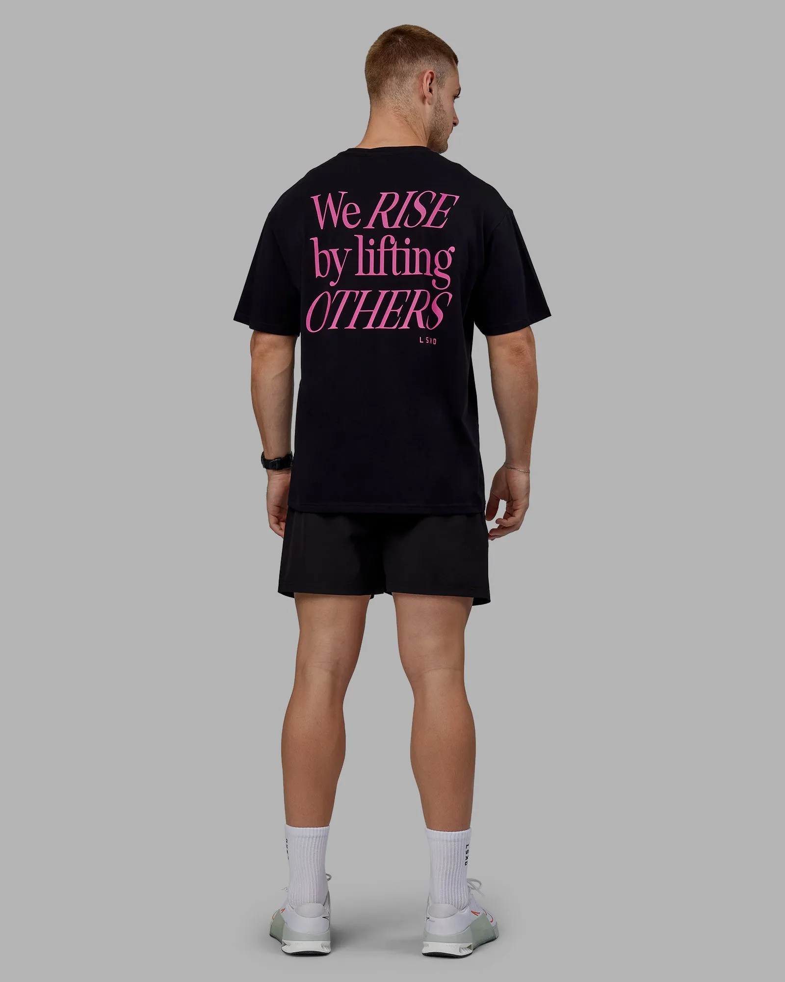 Unisex Lift-Up FLXCotton Tee Oversize - Black-Fuschia Pink