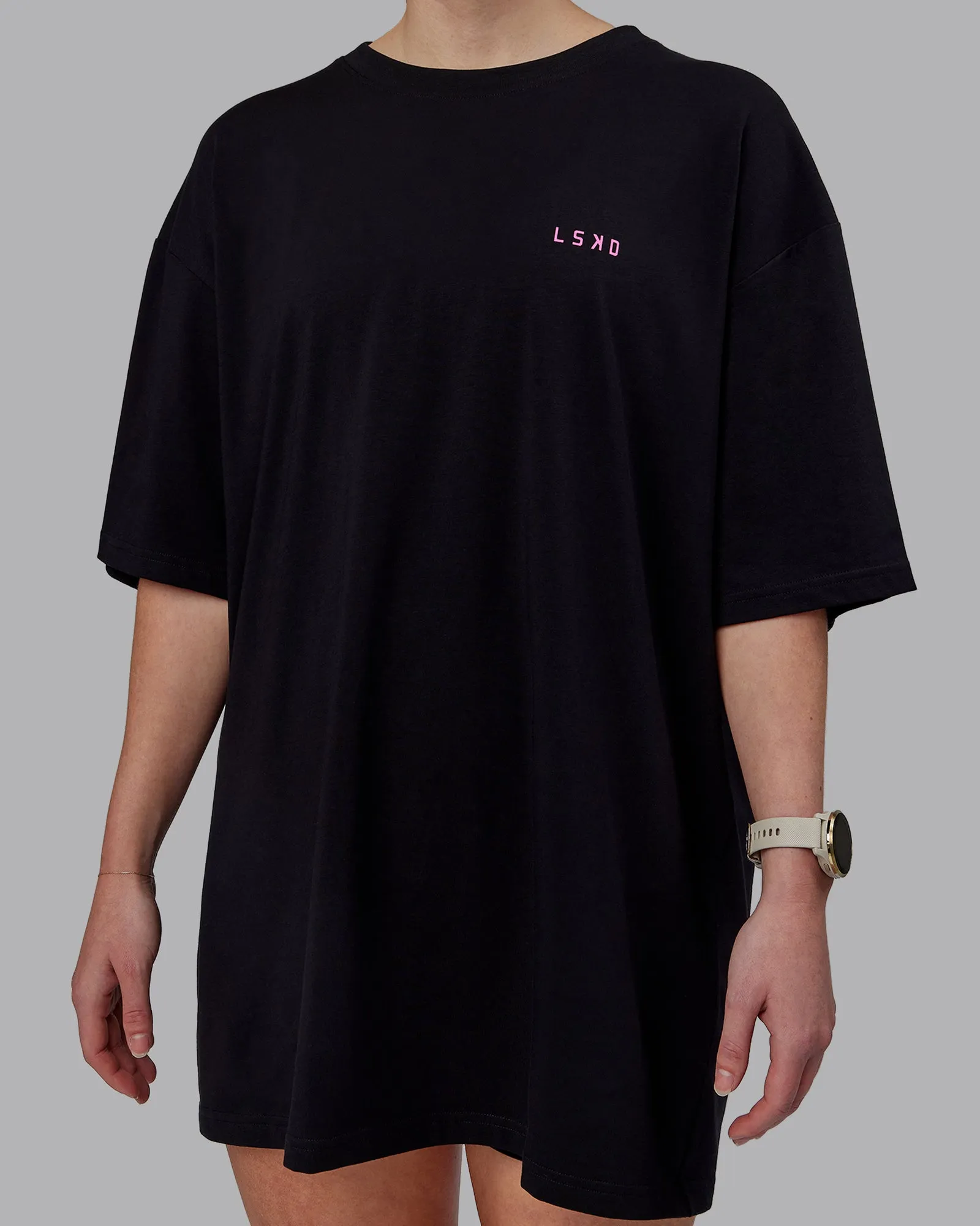 Unisex Lift-Up FLXCotton Tee Oversize - Black-Fuschia Pink