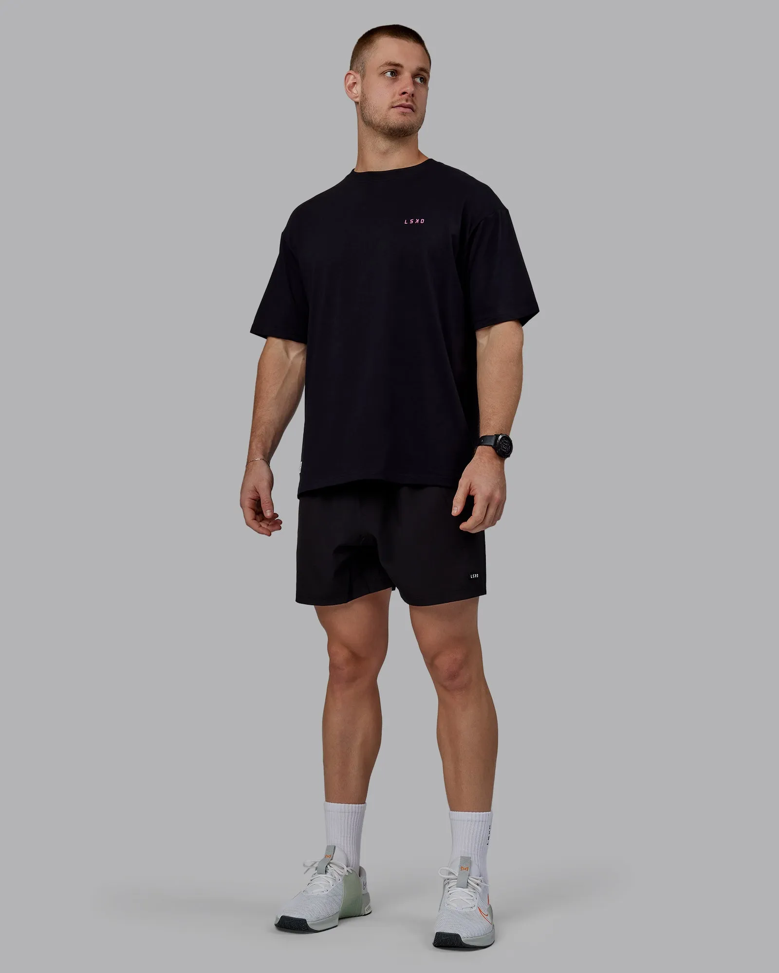 Unisex VS5 FLXCotton Tee Oversize - Black-Fuschia Pink