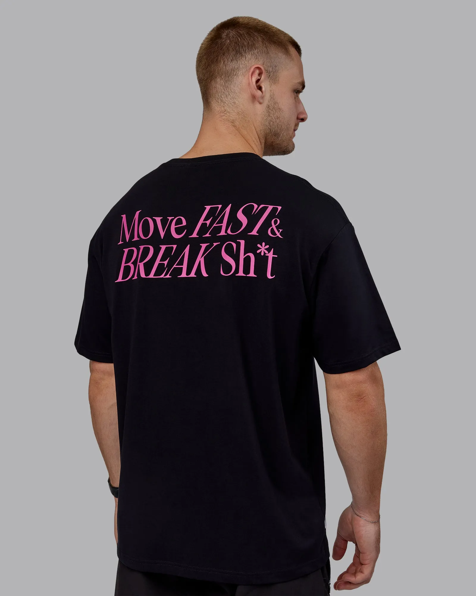 Unisex VS5 FLXCotton Tee Oversize - Black-Fuschia Pink