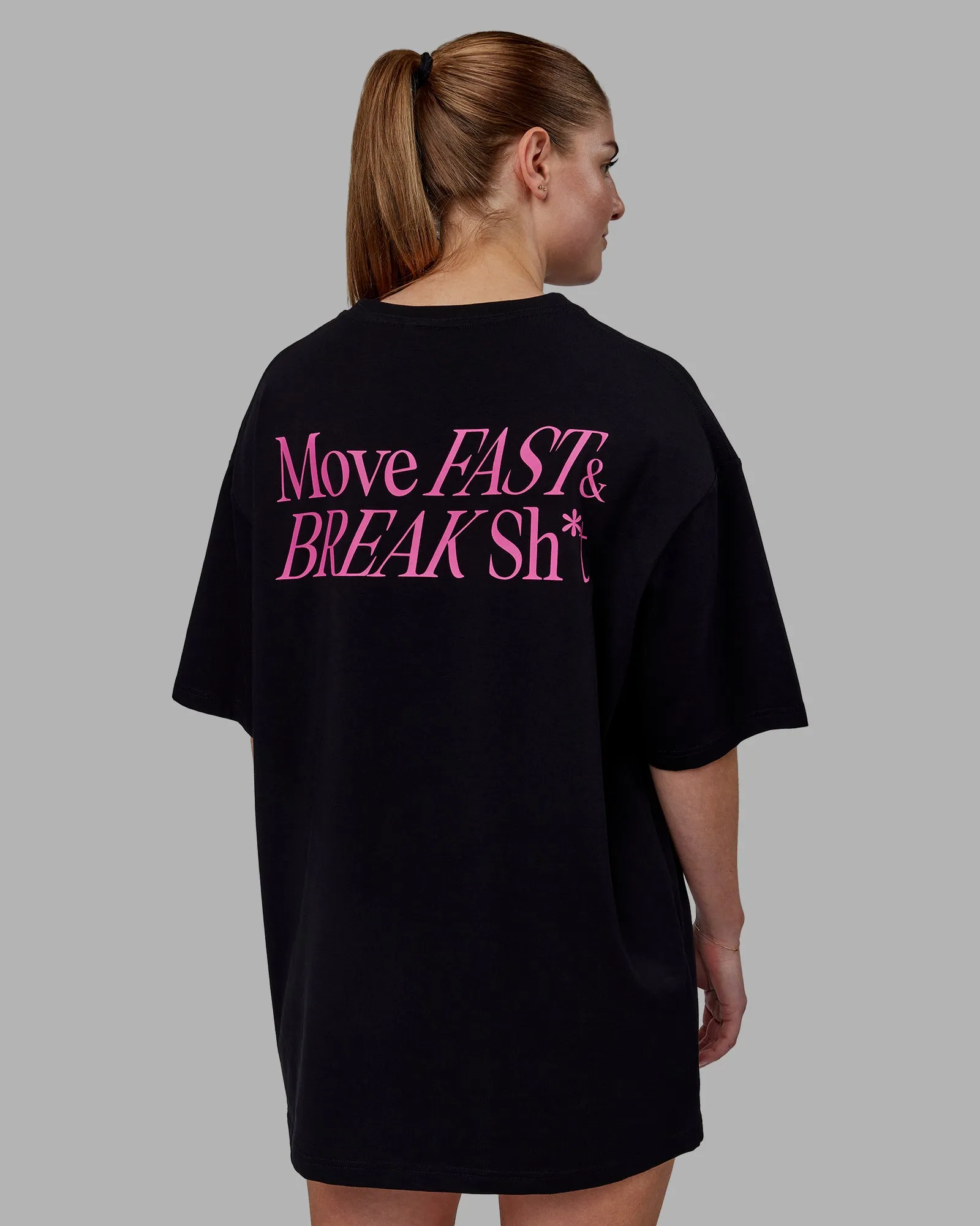 Unisex VS5 FLXCotton Tee Oversize - Black-Fuschia Pink