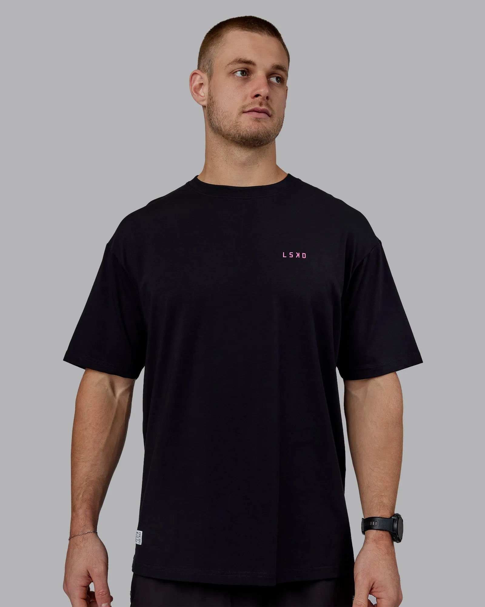Unisex VS5 FLXCotton Tee Oversize - Black-Fuschia Pink