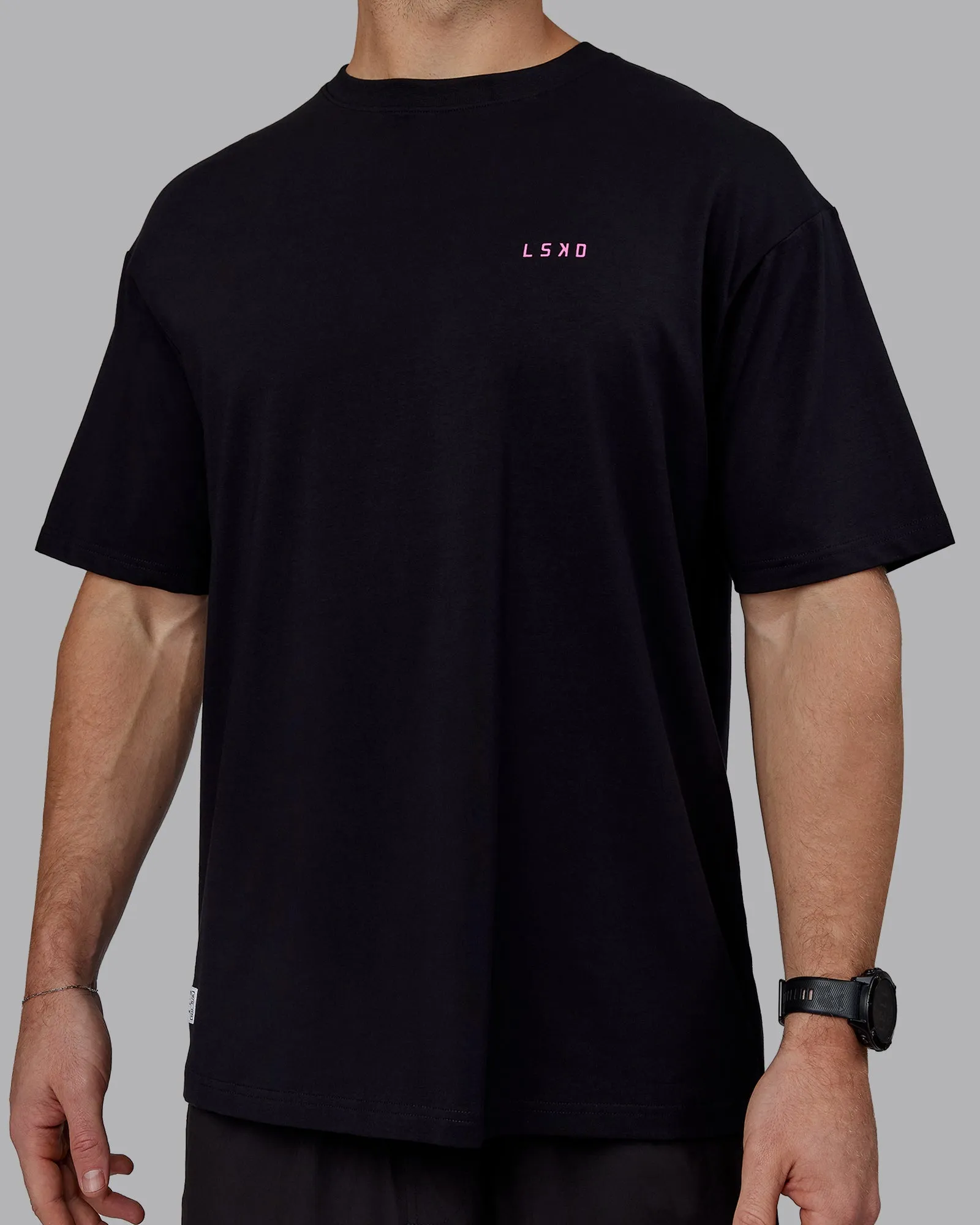 Unisex VS5 FLXCotton Tee Oversize - Black-Fuschia Pink