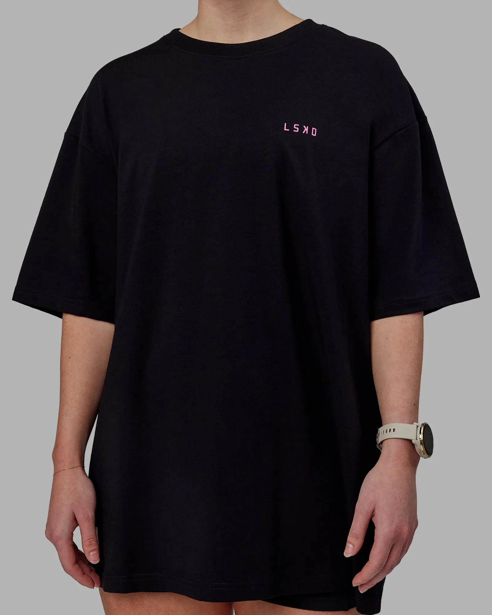 Unisex VS5 FLXCotton Tee Oversize - Black-Fuschia Pink