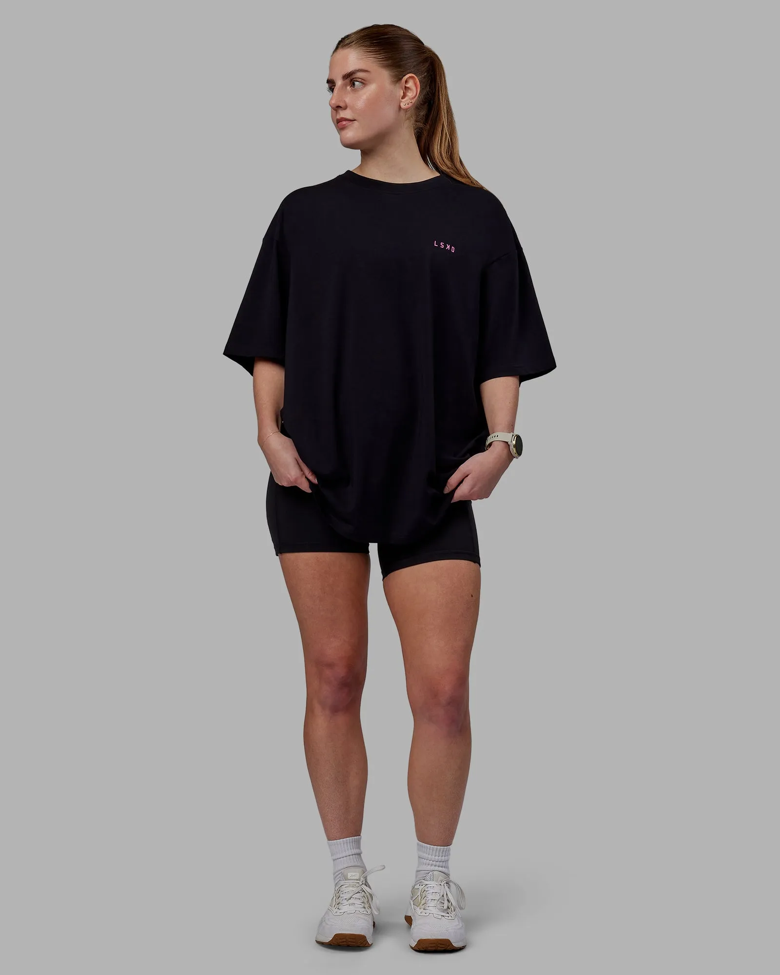 Unisex VS5 FLXCotton Tee Oversize - Black-Fuschia Pink