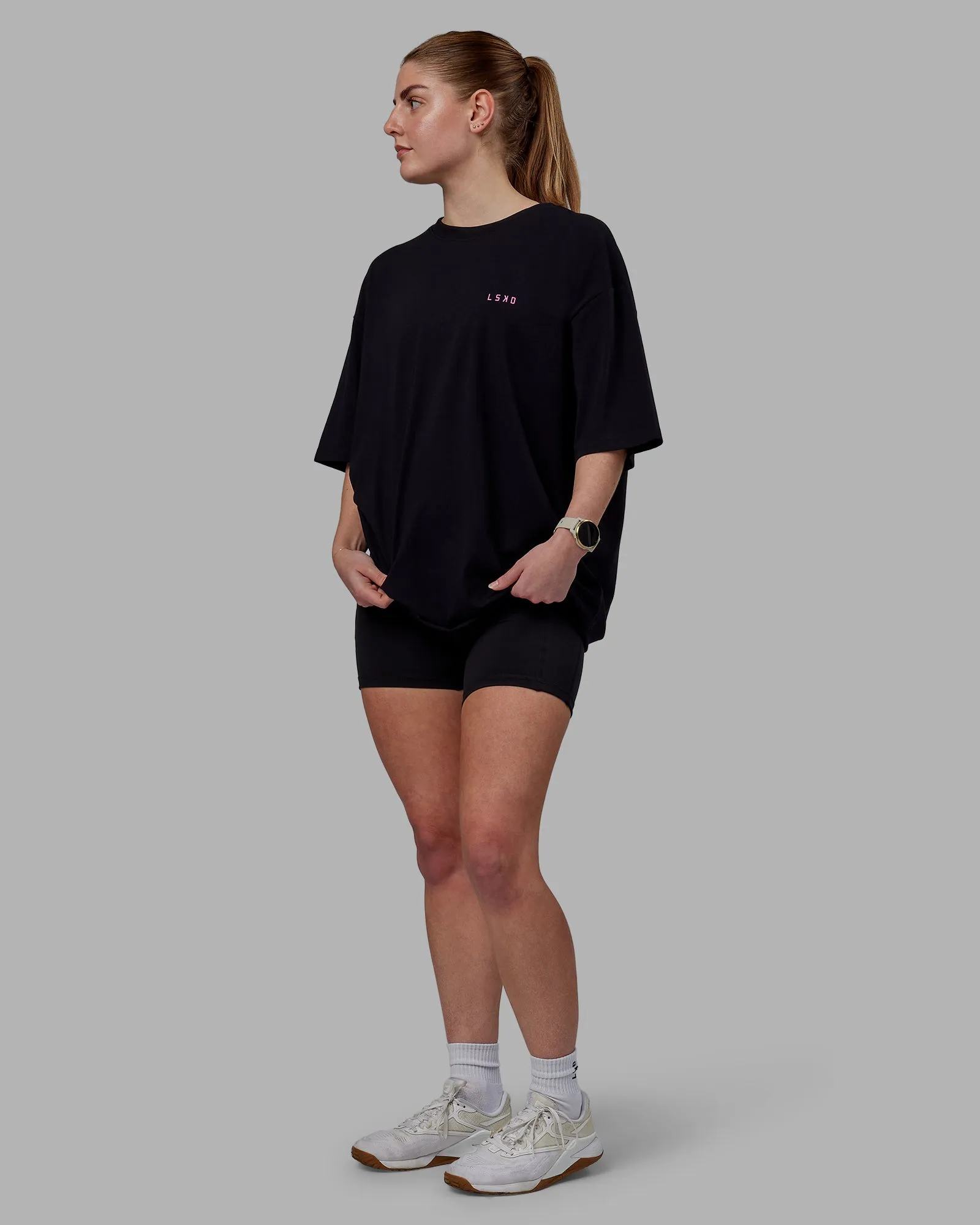 Unisex VS5 FLXCotton Tee Oversize - Black-Fuschia Pink