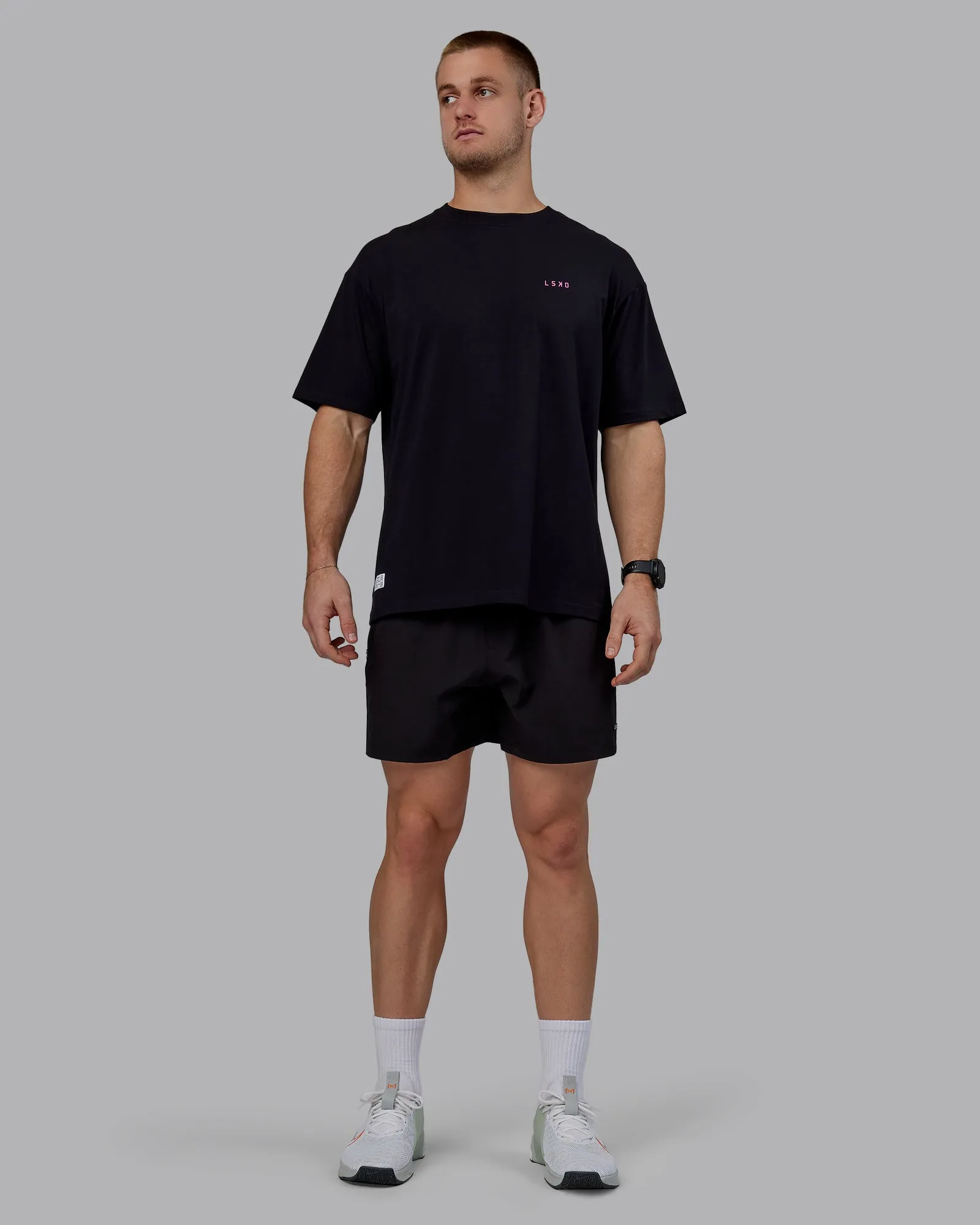 Unisex VS5 FLXCotton Tee Oversize - Black-Fuschia Pink