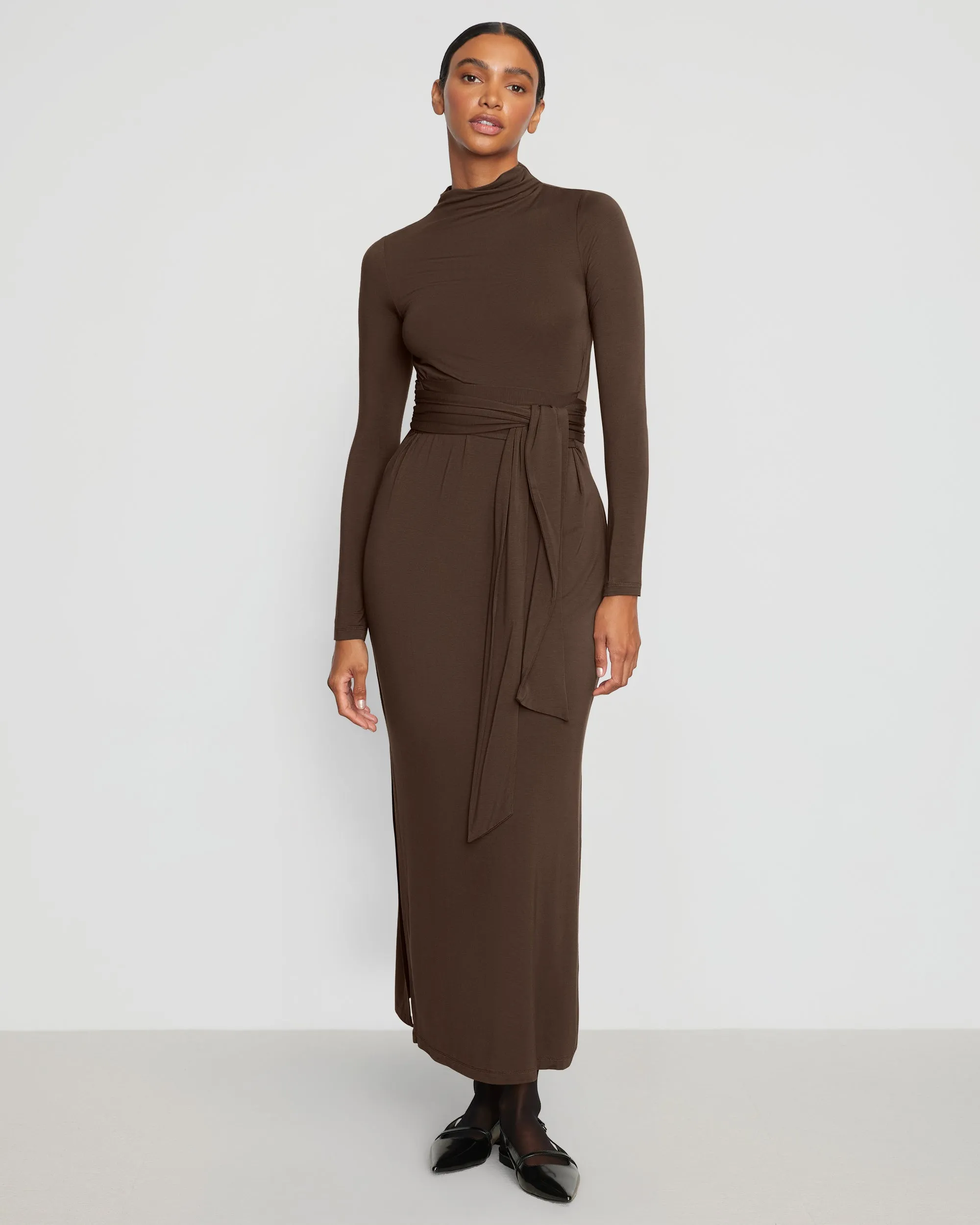 Vero Tie-Front Long-Sleeve Dress