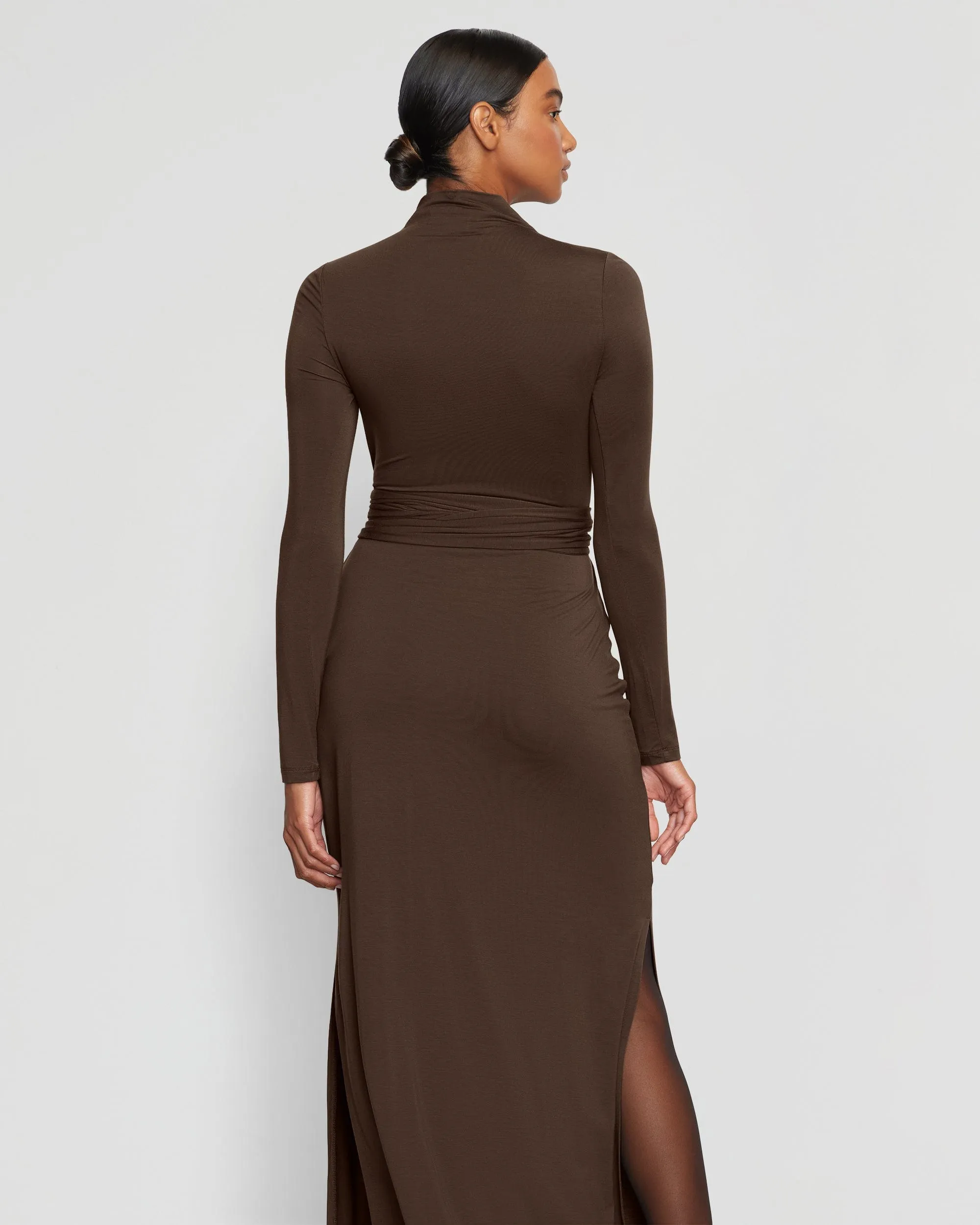 Vero Tie-Front Long-Sleeve Dress