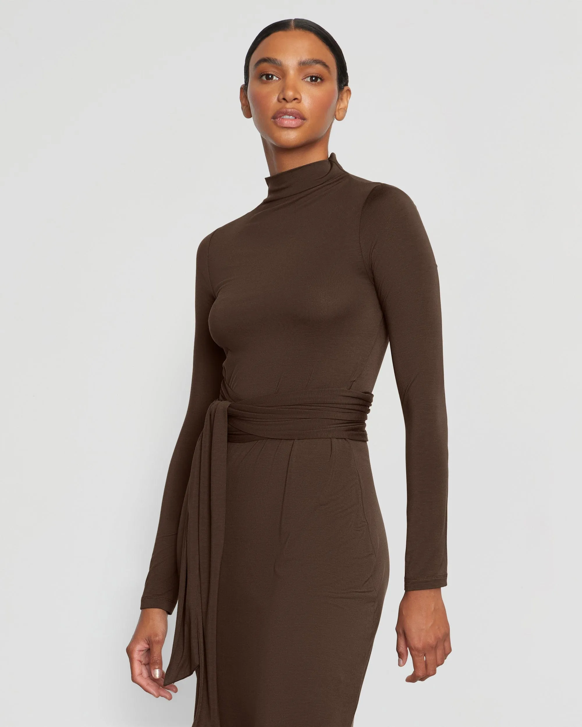 Vero Tie-Front Long-Sleeve Dress