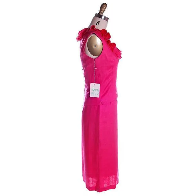 Vintage Dress Pink Linen 2 PC  Susan Thomas 1960s NOS 4