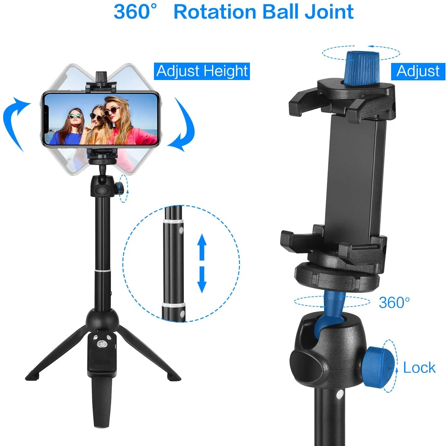 Wevon Selfie Stick Tripod, 40 inch Extendable Phone Tripod with Bluetooth Remote Compatible with iPhone 11 Pro Xs Max Xr X 8 7 Plus, Android, Samsung Galaxy S20 S10 S9 S8  Note 10 9 8, Huawei and More, Lightweight