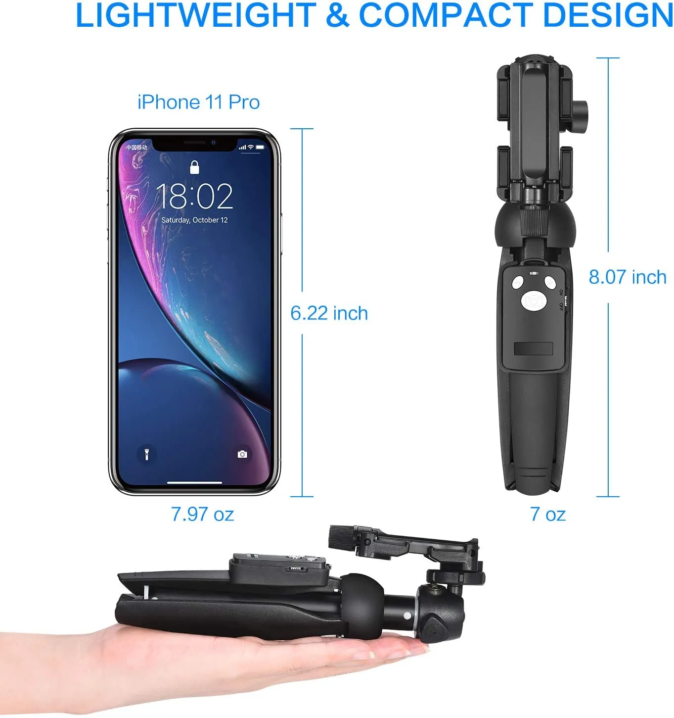 Wevon Selfie Stick Tripod, 40 inch Extendable Phone Tripod with Bluetooth Remote Compatible with iPhone 11 Pro Xs Max Xr X 8 7 Plus, Android, Samsung Galaxy S20 S10 S9 S8  Note 10 9 8, Huawei and More, Lightweight