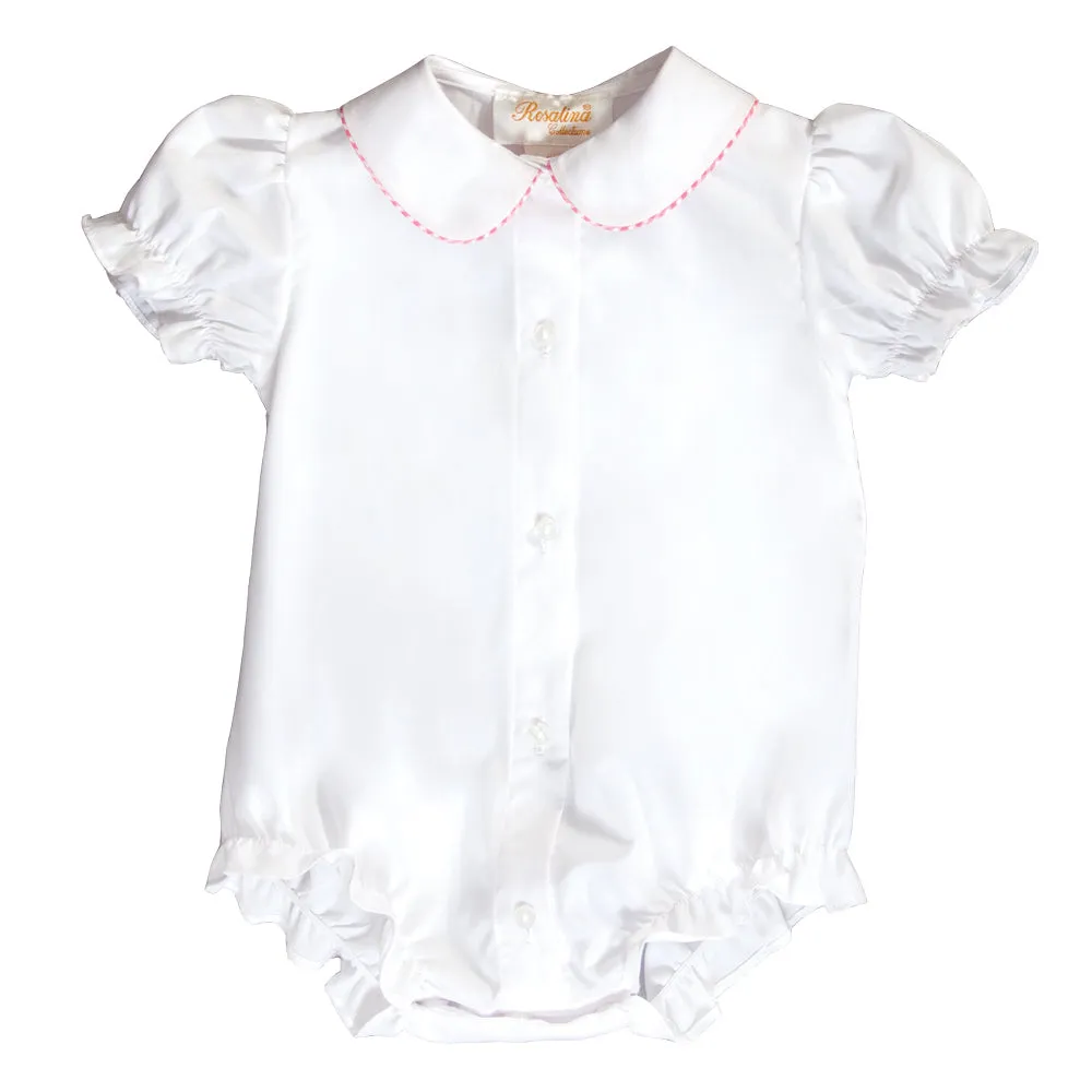 White w/Pink Gingham Trim Girl Bubble