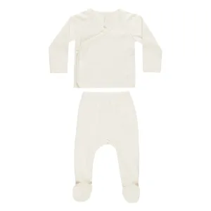 Wrap Top   Footed Pant Set | Ivory