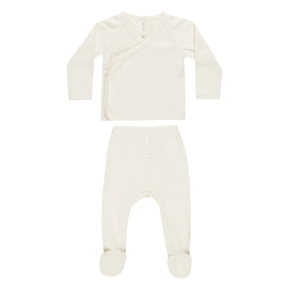 Wrap Top   Footed Pant Set | Ivory