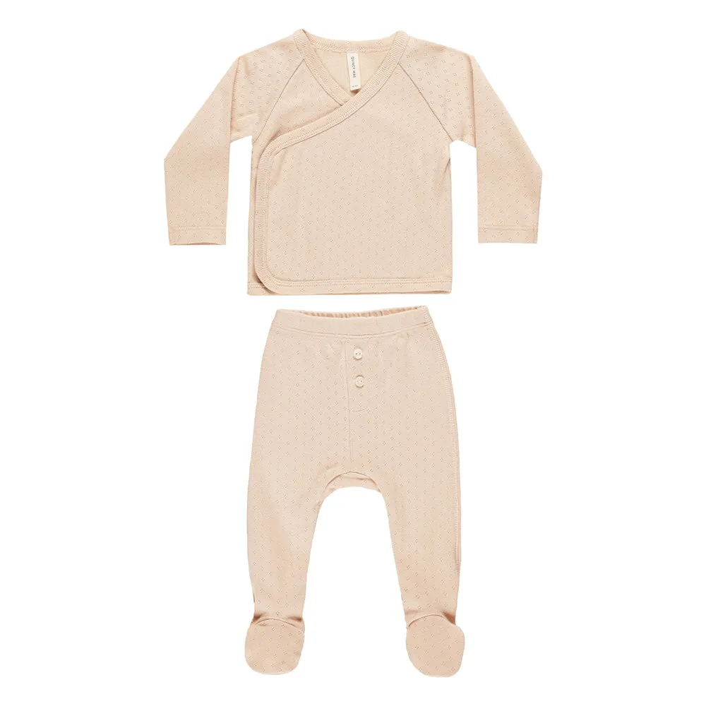 Wrap Top   Footed Pant Set | Shell