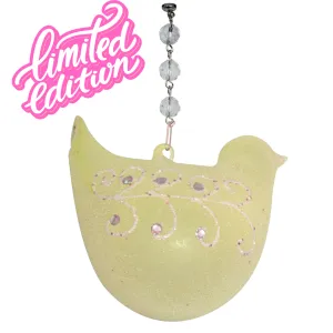 YELLOW FROSTED GLASS CHICK (Box of 1)  MAGNETIC ORNAMENT - Magnetic Chandelier Ornament